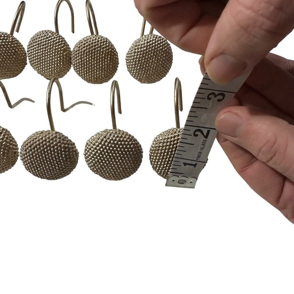 Lot of 12 Champagne 1.75” Metal Circle Dotted Shower Curtain 1.25” Hooks - Picture 4 of 8